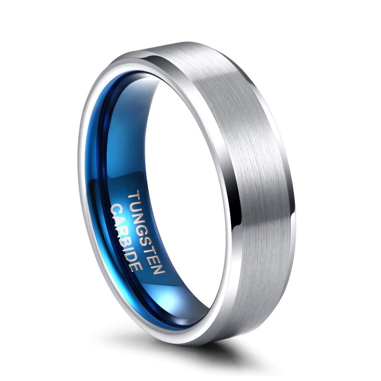 Anillo de tungsteno plateado informal a la moda para hombres y mujeres