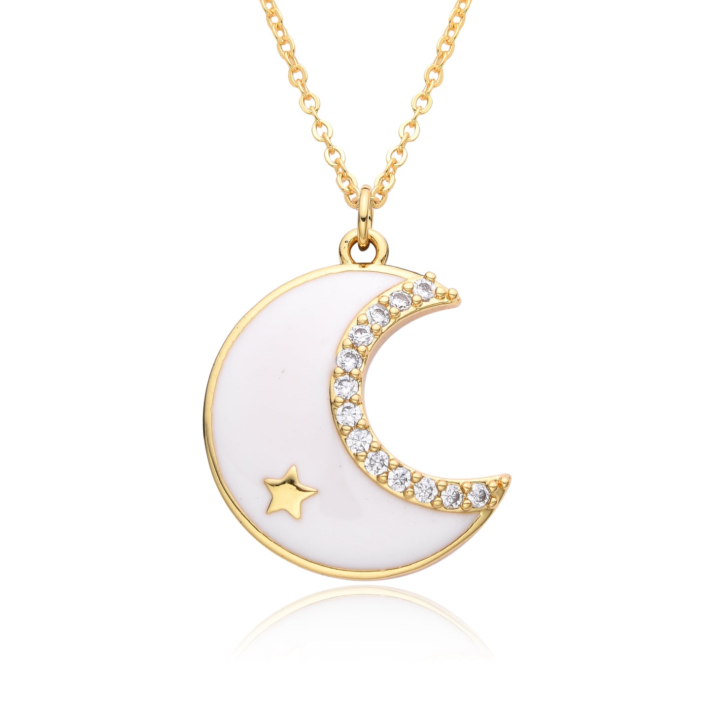 Collar de diamantes lleno de luna con microincrustaciones para mujer