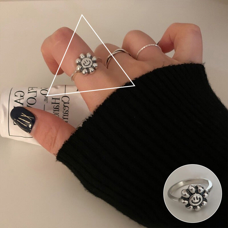 Bague à géométrie exagérée rétro de style coréen pour femmes