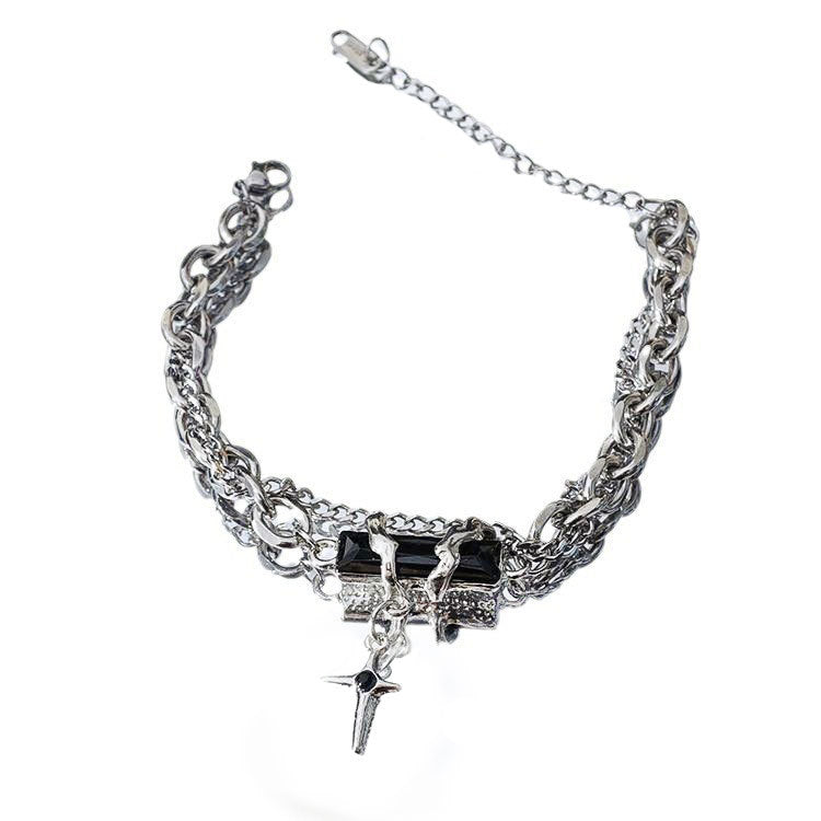 Bracelet en diamant noir à enroulement de corps étoile, personnalité simple