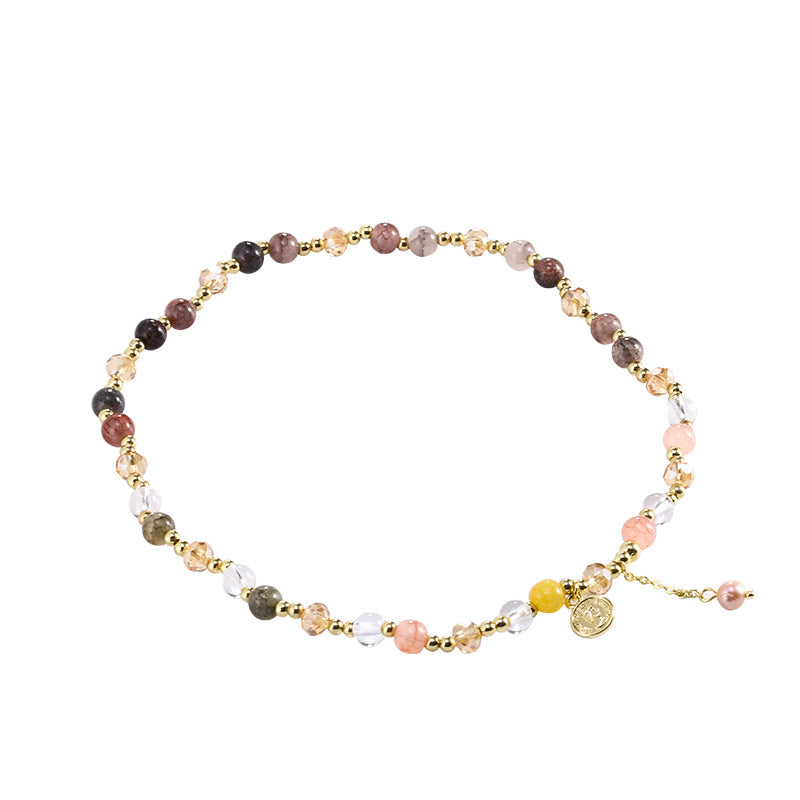 Bracelet double couche rond avec portrait de perles baroques rétro