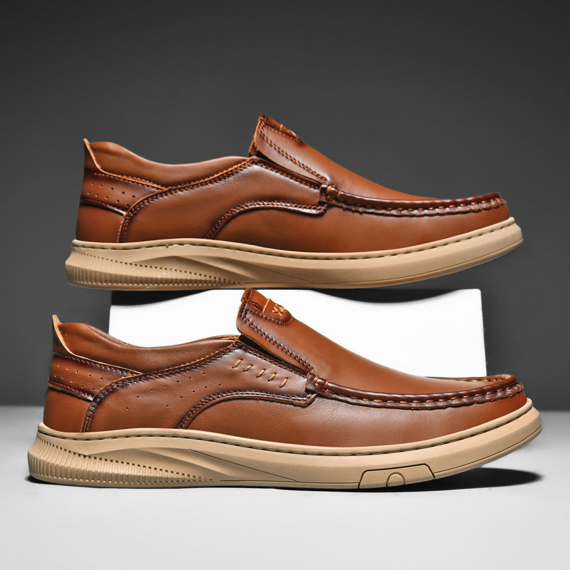 Chaussures à enfiler en cuir de vache pour hommes, couche supérieure