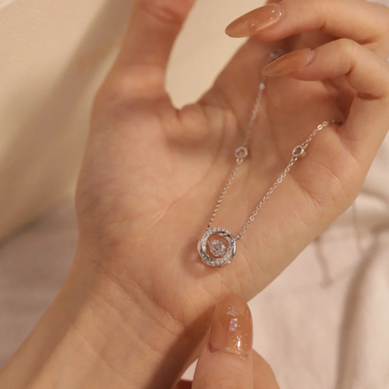 Collier intelligent en argent sterling 925 Mobius de trois secondes pour femme