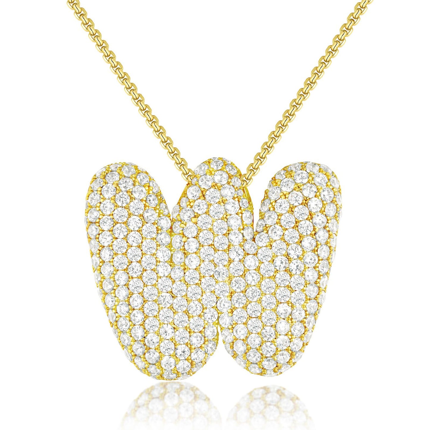 All-matching 26 English Letters Pendant Necklace Female Inlaid Zircon Chubby Balloon Letters