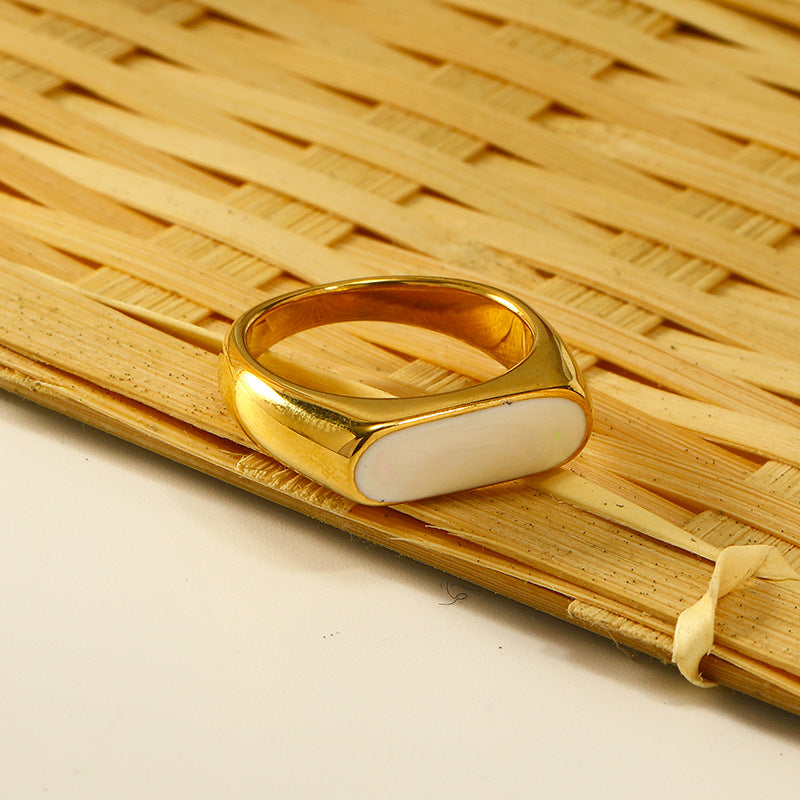 Bague d'index en acier titane brillant à texture simple de style coréen