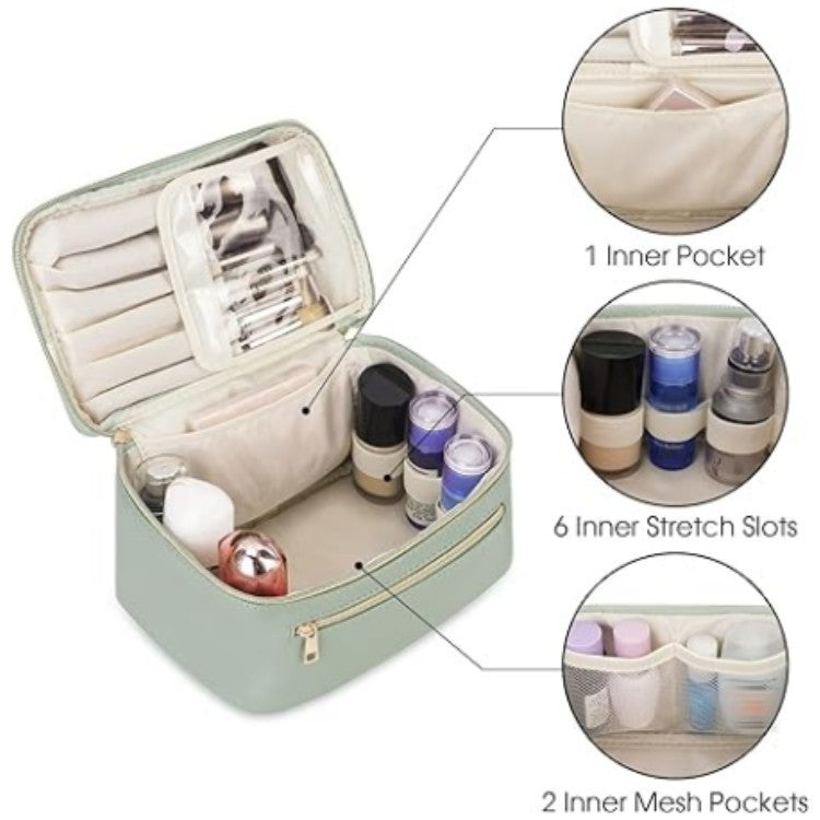 Sac à cosmétiques en cuir PU pour femmes, Portable, grande capacité, multifonctionnel, étanche
