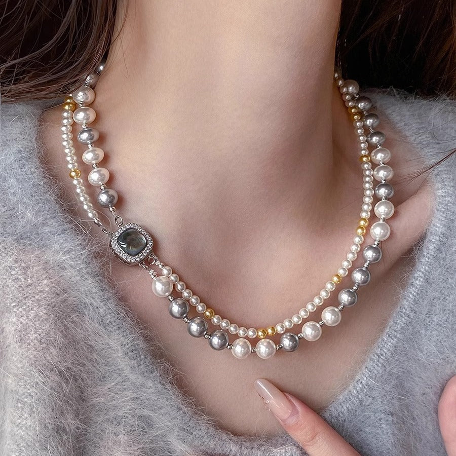 Collier Double couche carré à double usage, bijoux à la mode, micro-incrusté