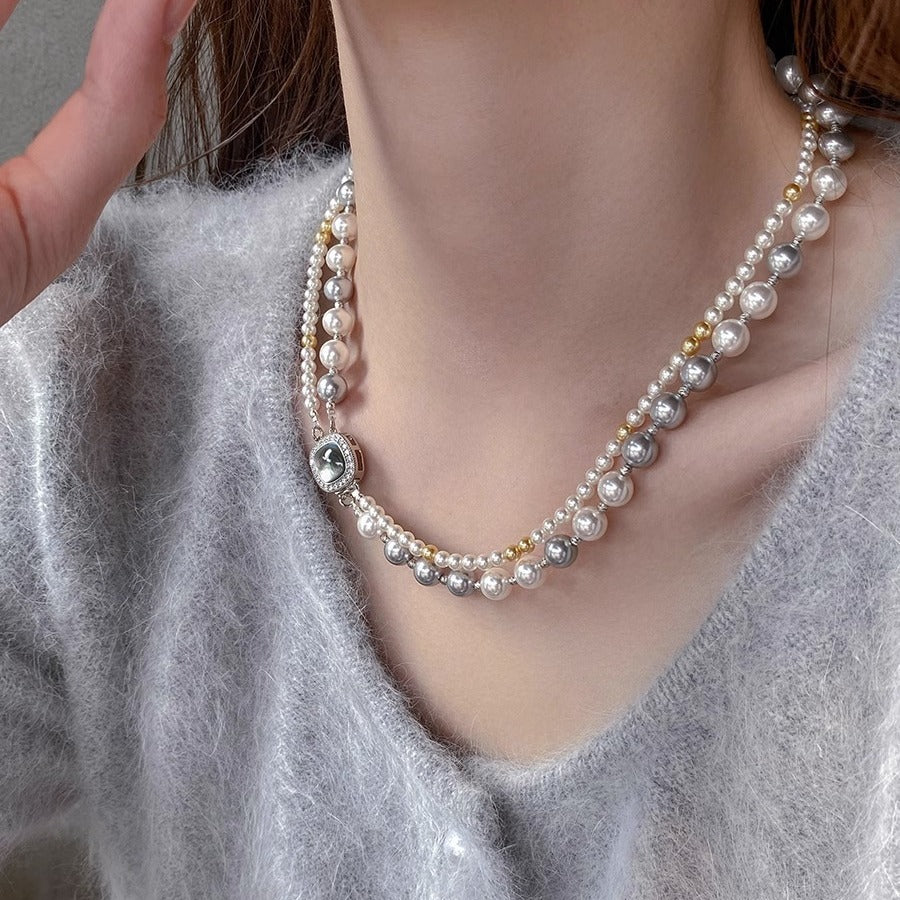 Collier Double couche carré à double usage, bijoux à la mode, micro-incrusté