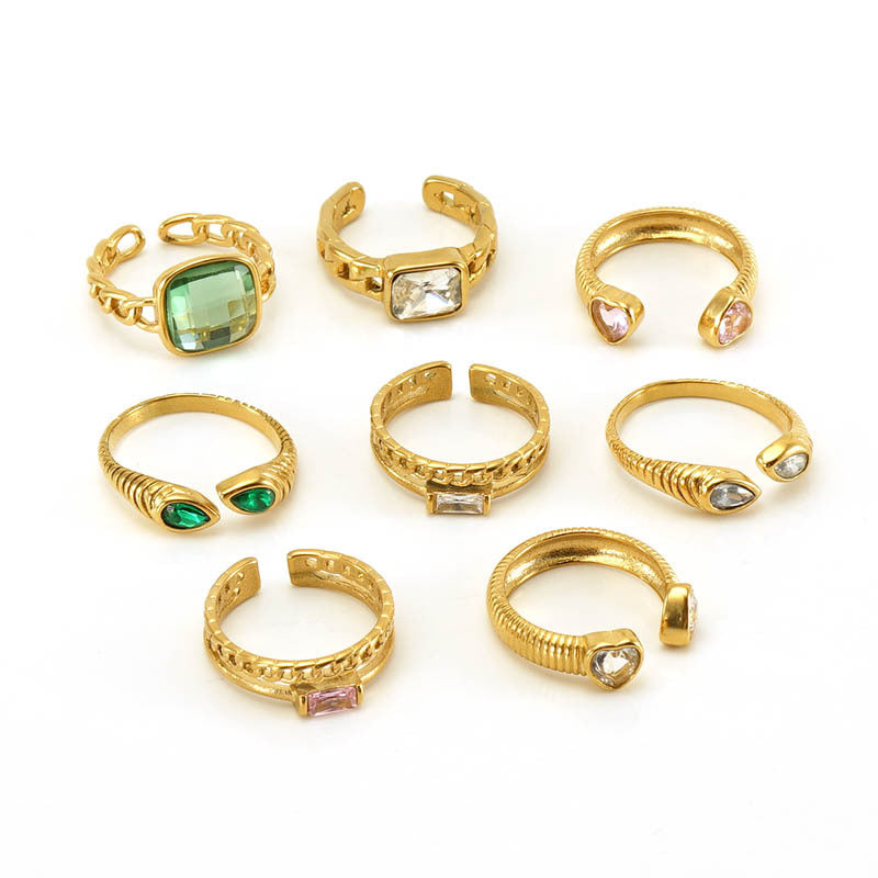 Bague en diamant en acier inoxydable pour femmes, tempérament de mode
