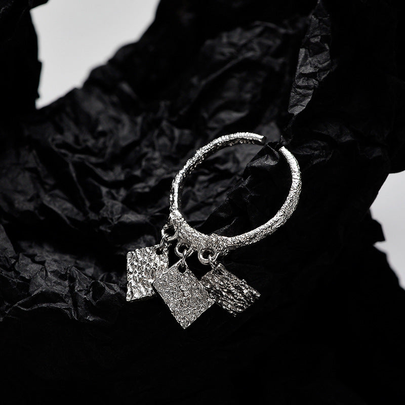Textured Square Plate Ring For Women