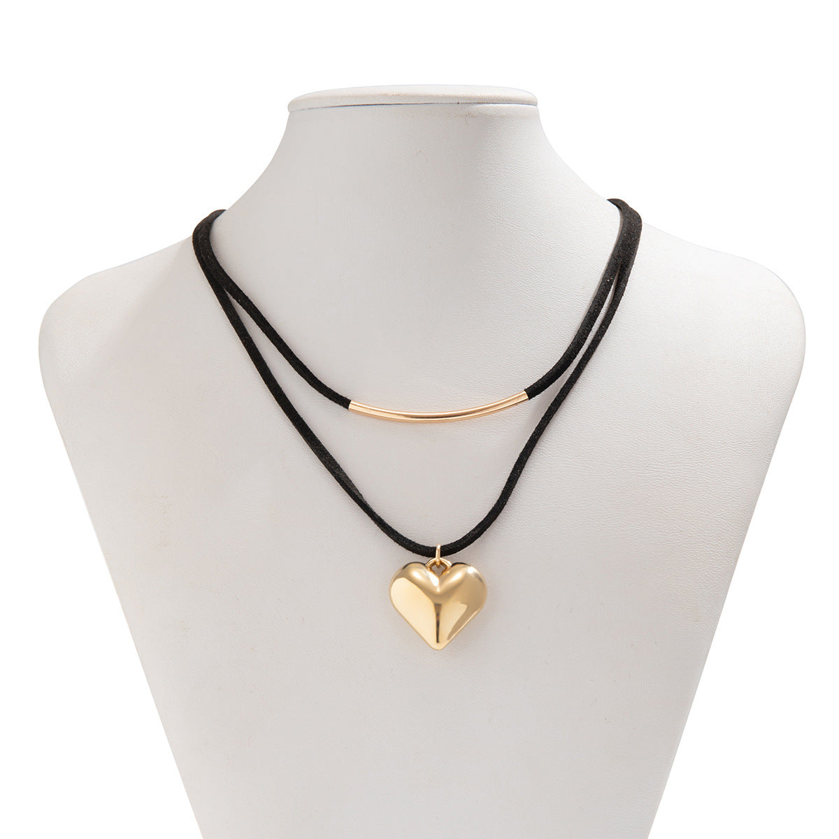 Collar con colgante en forma de corazón de amor Corazón de melocotón de doble capa
