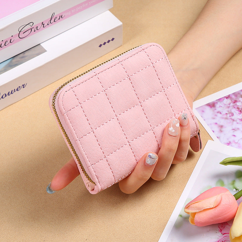 Porte-cartes brodé à carreaux de mode Mini dames