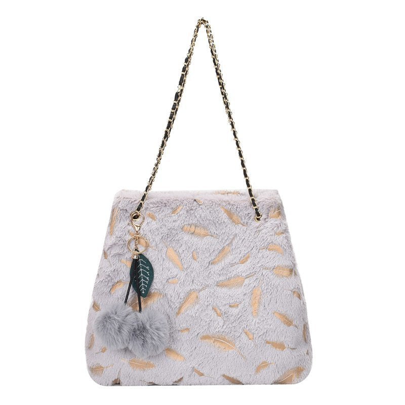 Women's Fashion Casual Plush Chain Shoulder Messenger Bag
