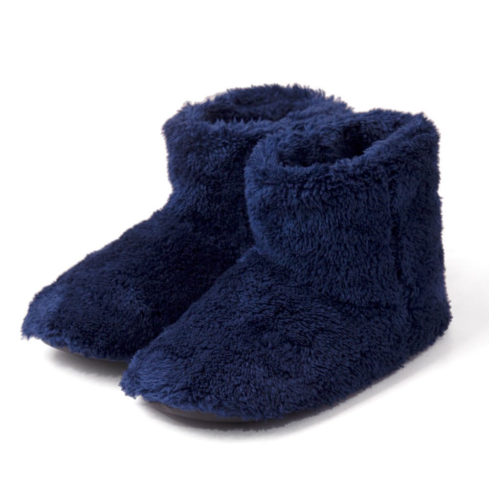 Couple bottes hautes en molleton de corail, chaussures d'intérieur en coton pour la maison