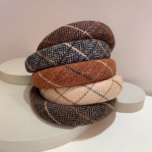 Bandeau en éponge à carreaux en laine, tempérament doux, ton chaud, haut tête de mort