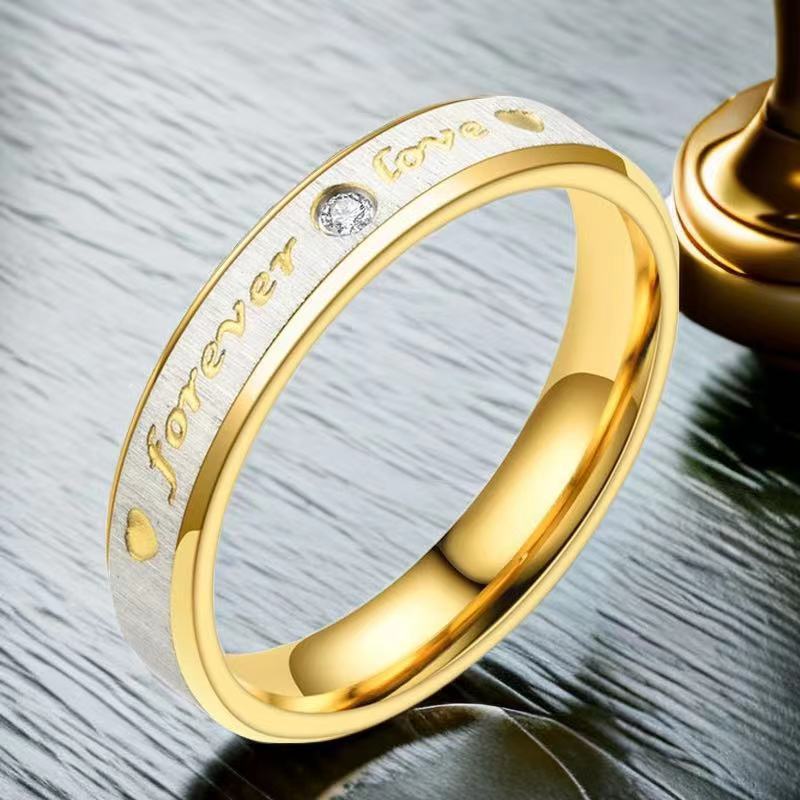 Bague en acier inoxydable et diamant en titane