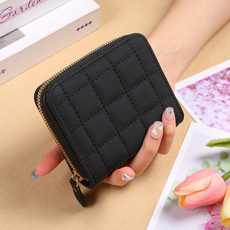 Porte-cartes brodé à carreaux de mode Mini dames