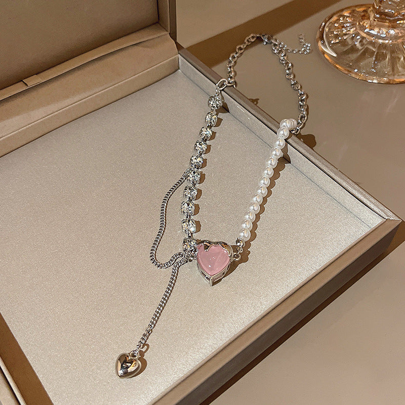 Collier de perles d'amour à coutures assorties pour femmes