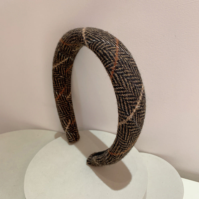 Bandeau en éponge à carreaux en laine, tempérament doux, ton chaud, haut tête de mort