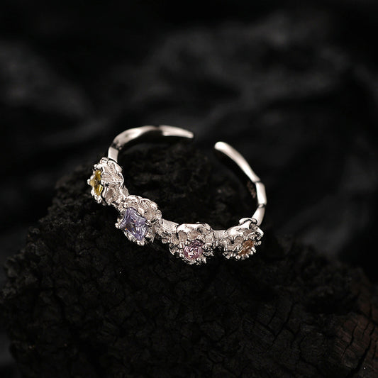 Fashion Niche Color Rhinestone Ring Women