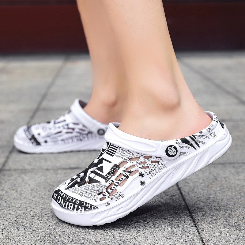 Zapatos con agujeros para hombre, zapatillas de talla grande, puntera