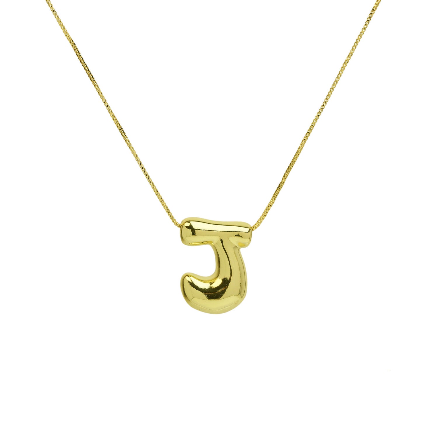 Brass Glossy Balloon English Letter Pendant Necklace