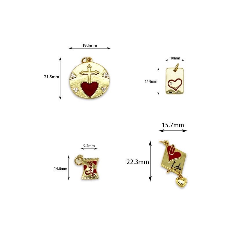 Bonbons amour coeur pièce suspendue pendentif collier boucles d'oreilles bricolage matériel accessoires