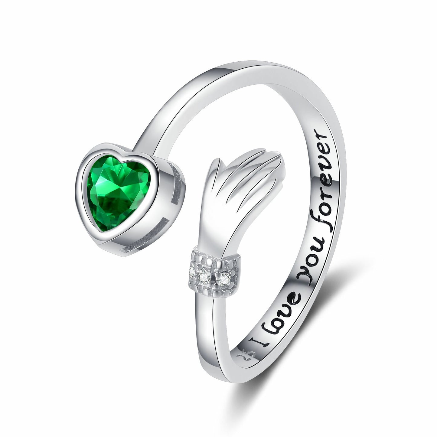 Love Hug Hands Anillo tachonado de diamantes Mujer