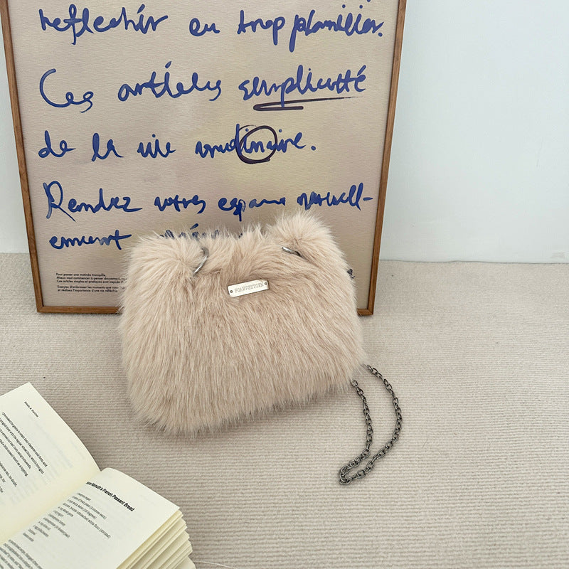 Sac Peluche Mode Femme Imitation Fourrure de Renard