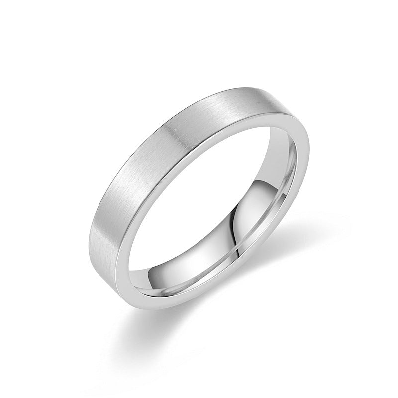 Bague en acier titane givré et mat simple à la mode