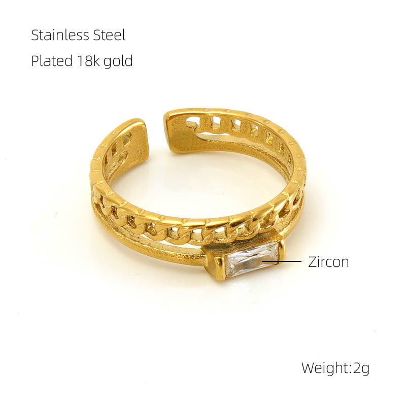 Bague en diamant en acier inoxydable pour femmes, tempérament de mode