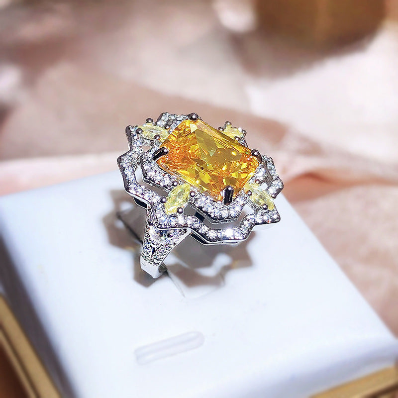 Colorful Ice Flower Cut Open Ring Female Fashion