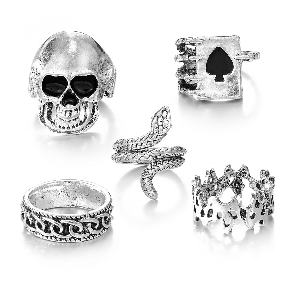 Personalized Creative Ring Ins Vintage Metal Playing Cards Spade Ring