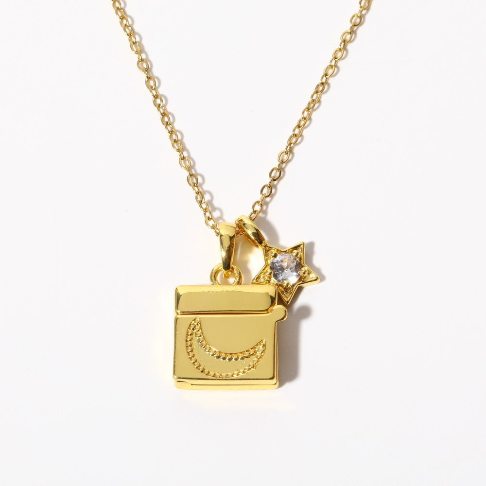 Shell Titanium Steel Album Necklace Opening And Closing Envelope Necklace