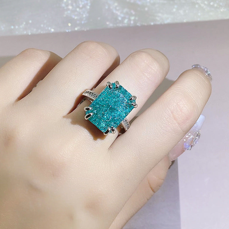 Ice Flower Gemstone Ring Fashion Cubic Oxidation