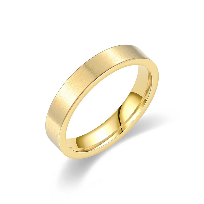Bague en acier titane givré et mat simple à la mode
