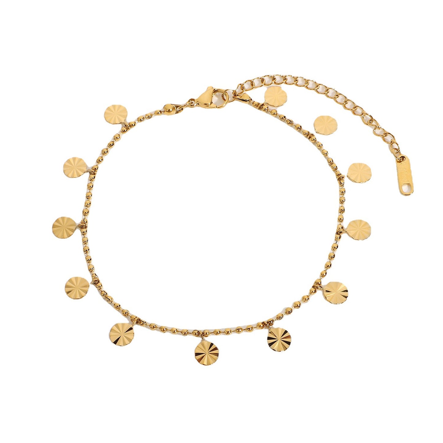 Stainless Steel Beaded Petal Shaped Pendant Anklet