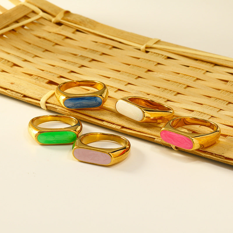 Bague d'index en acier titane brillant à texture simple de style coréen