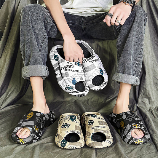 Zapatillas de plataforma bicolor de EVA con estampado de letras