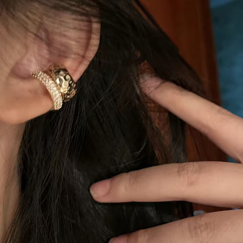 Clip d'oreille double couche en métal de haute qualité avec strass
