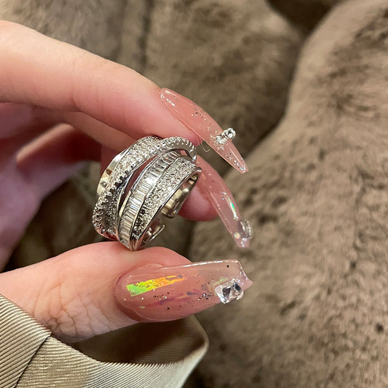 Fashion Brand Copper Inlaid Zircon Multi-layer Cord For Braiding Ring Women