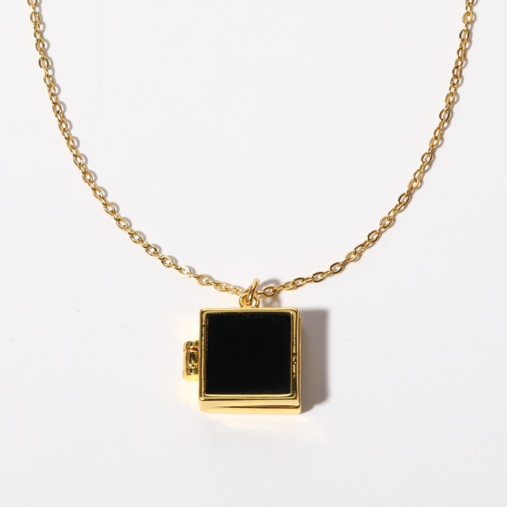 Shell Titanium Steel Album Necklace Opening And Closing Envelope Necklace