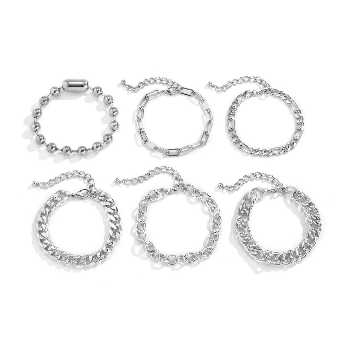 Bracelet multicouche à chaîne en métal avec perles rondes exagérées