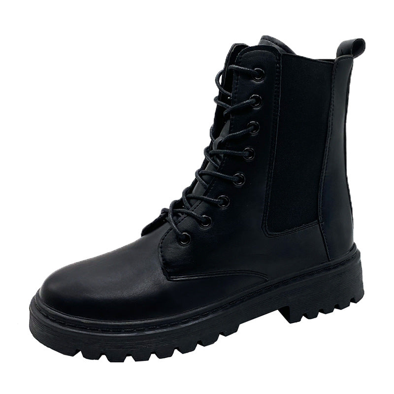Bottes Martin de style britannique à lacets et bout rond