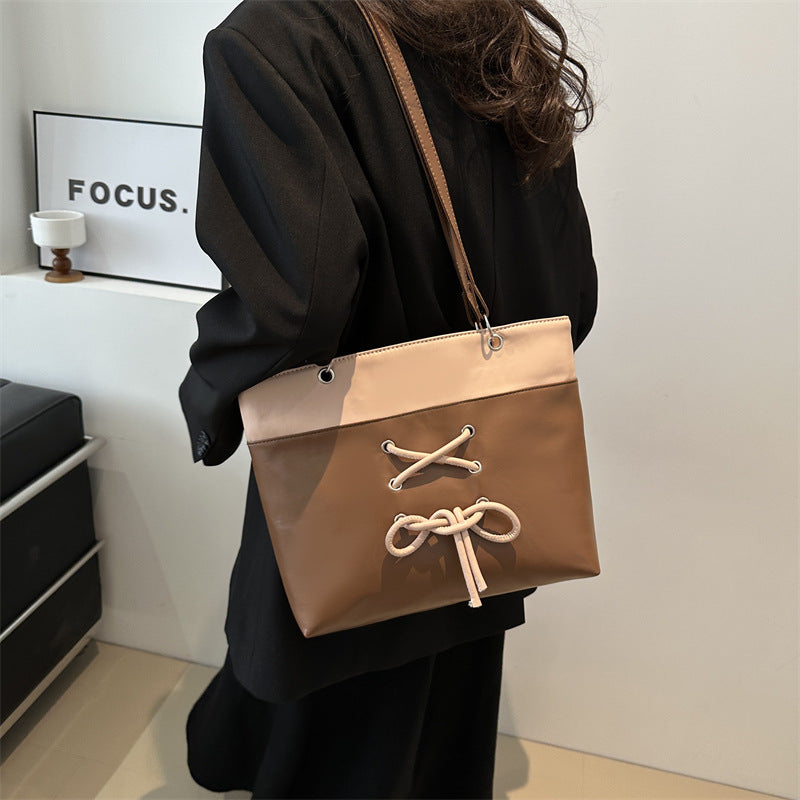 Ins One-shoulder Underarm Tote Bag For Work Texture Large Capacity