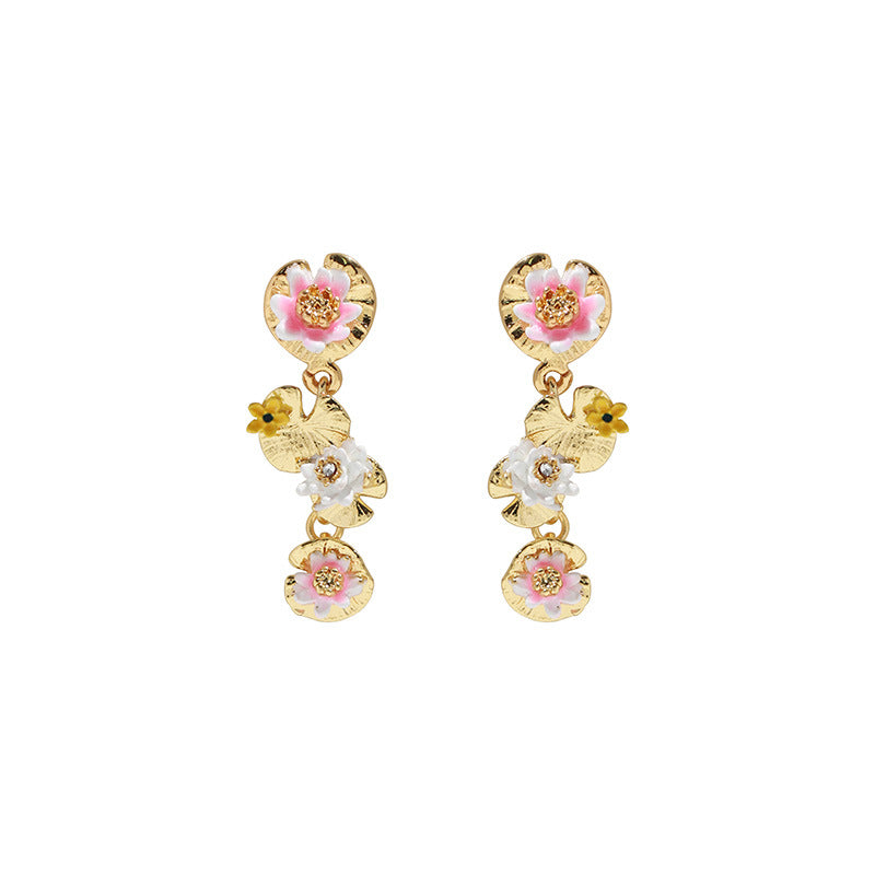 Boucles d'oreilles Feuille de Lotus Nénuphar