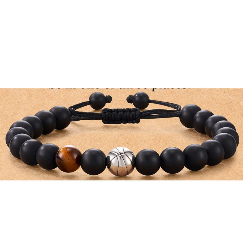 Bracelet tissé de perles de football pour hommes