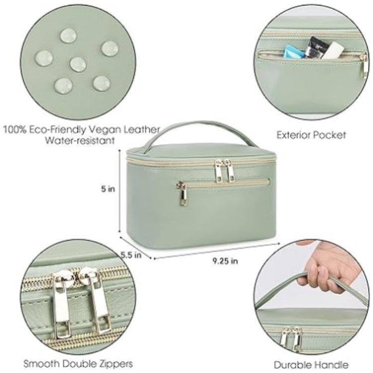 Sac à cosmétiques en cuir PU pour femmes, Portable, grande capacité, multifonctionnel, étanche