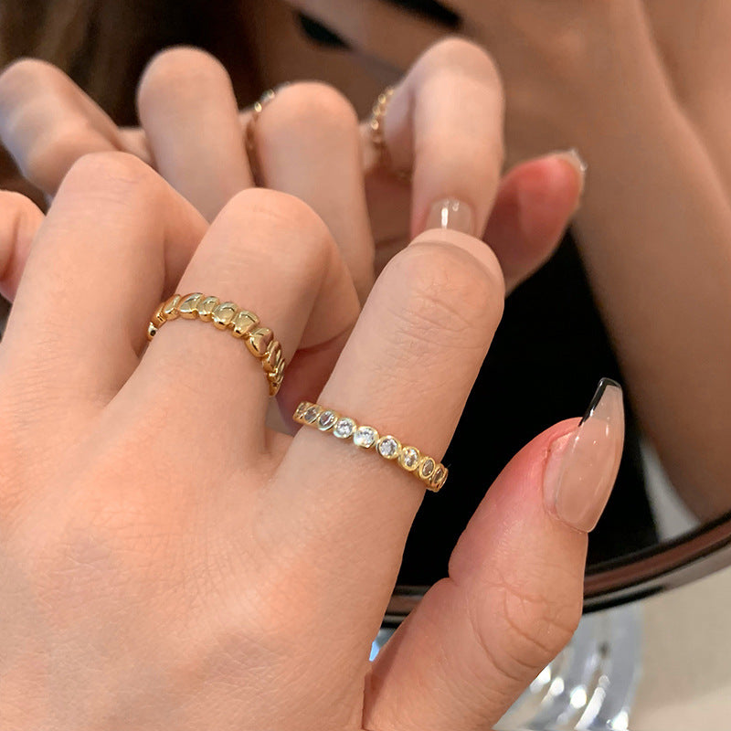 Bague ouverte de conception minoritaire capricieuse à double paquet pour les femmes