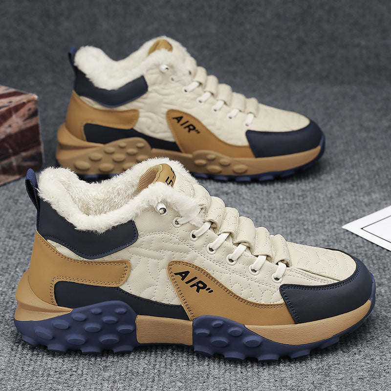 Chaussures de sécurité de travail décontractées à enfiler pour hommes, chaudes avec velours, hiver